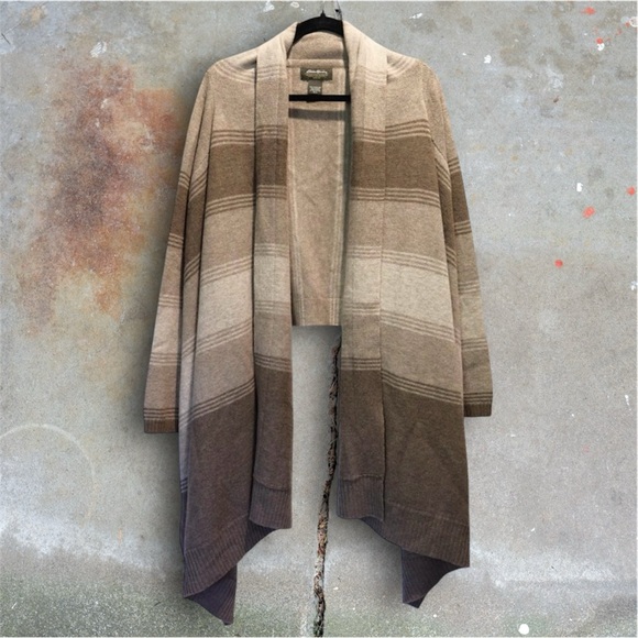 Eddie Bauer Women's Merino Wool Cashmere Open Front Cardigan Duster, Size M/L - Picture 1 of 6